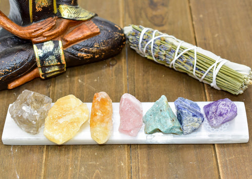7 Chakra Engraved Selenite Polished Charging Bar - Freedom Ranch