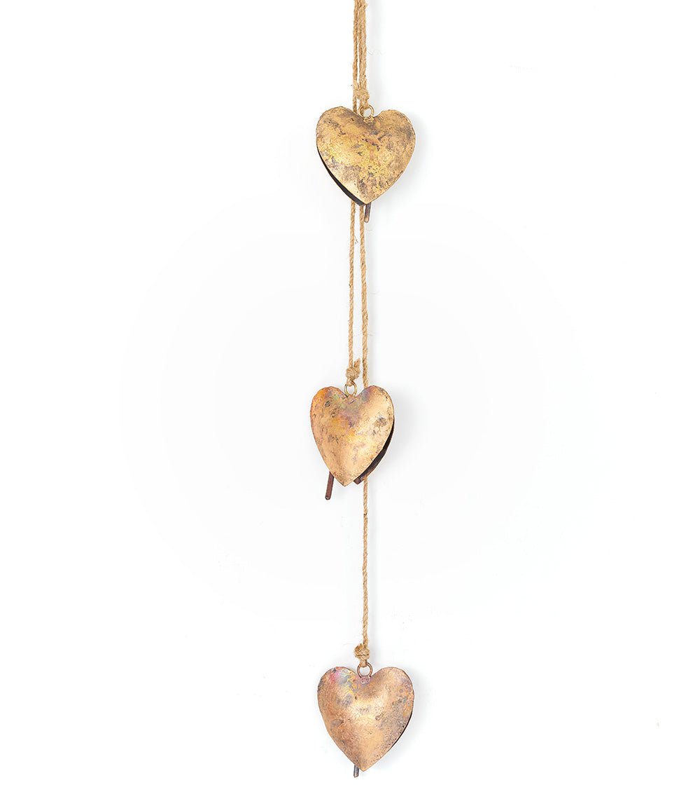 Alaya Heart Trio Wind Chime - Rustic Bell - Freedom Ranch