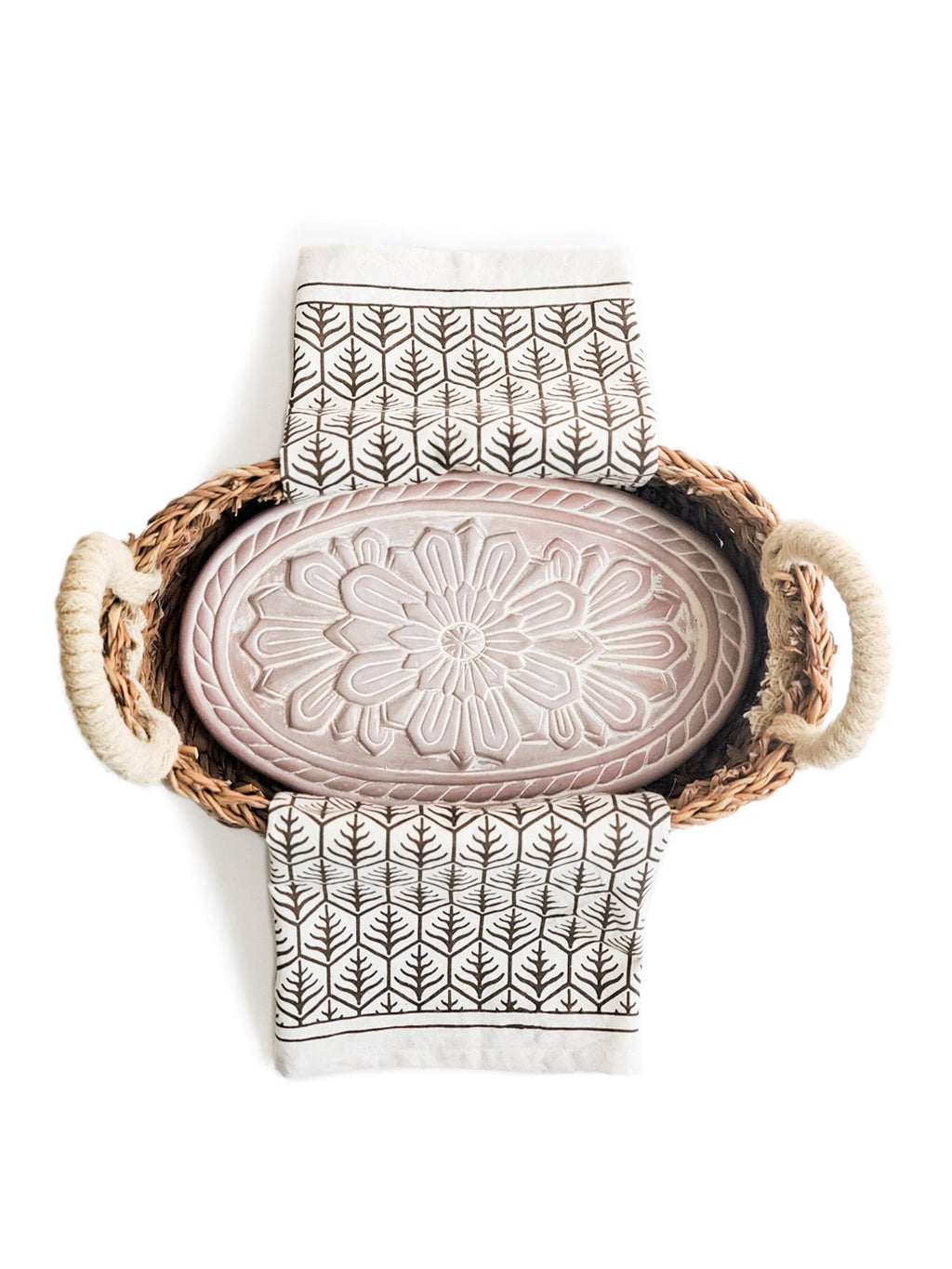 Bread Warmer & Basket Gift Set with Tea Towel - Flower - Freedom Ranch