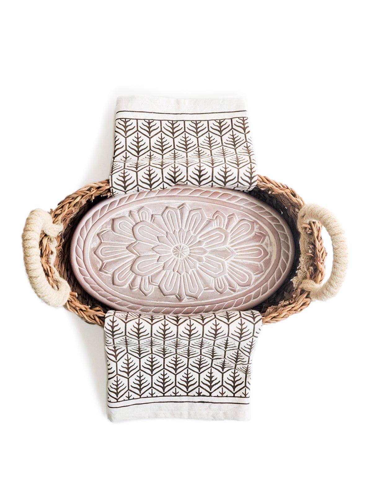 Bread Warmer & Basket Gift Set with Tea Towel - Flower - Freedom Ranch