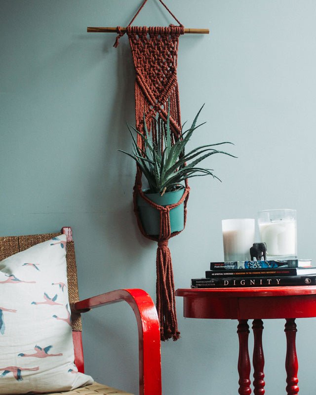 Mombacho Macrame Plant Holder | Tile Red - Freedom Ranch